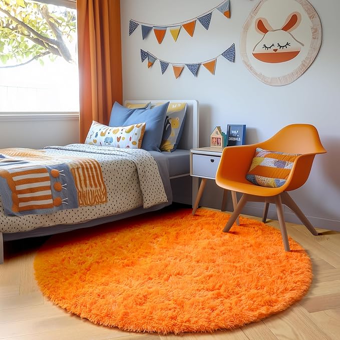 Amdrebio Orange Round Circle Rug 5Ft - Image 8