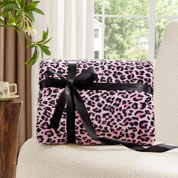 BEDELITE Fleece Blanke for Couch & Bed Pink Leopard Throw Blanket – Soft & Cozy - Image 6