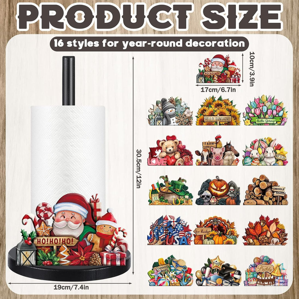 LemonRoad 17 Pcs Christmas Interchangeable Paper Towel Holder, Fresh