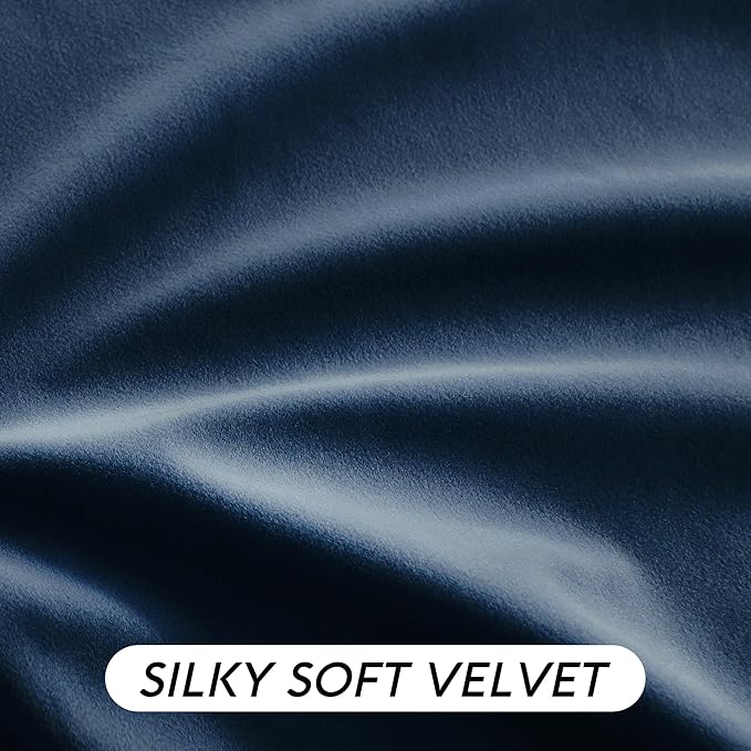 RYB HOME Navy Velvet Curtains 96 inches- Velevt Blackout Curtains - Image 6