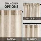 MIULEE Light Taupe Linen Curtains 90 Inch Long 2 Panels - Image 3