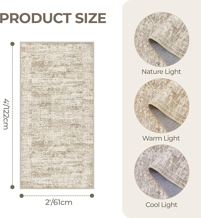 2x4 Washable Rug Runner for Bathroom, Soft Entryway Rug for Laundry Room - Image 2