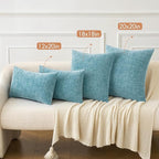 MIULEE Pack of 2 Smoke Blue Throw Pillow Covers 16x16 Inch Soft Chenille Pillow - Image 4