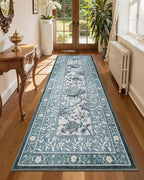 GarveeHome Provence Misty Blue 2.5 x 8 Washable Kitchen Runner Rugs Non Slip by GarveeHome