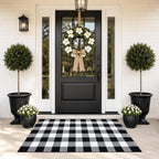 Black and White Buffalo Plaid Rug 3’x 5’, Halloween Door Mat, Washable Layering Rug for Front Door Entryway Porch Indoor Outdoor