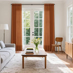 Desert Orange Semi Sheer Curtains 120 Inches Set Back Tab Loop Pocket Linen - Image 5