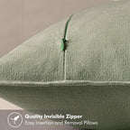 MIULEE Decorative Linen Pillow Covers 18x18 Inch Sage Green ​Boho Farmhouse​ - Image 3