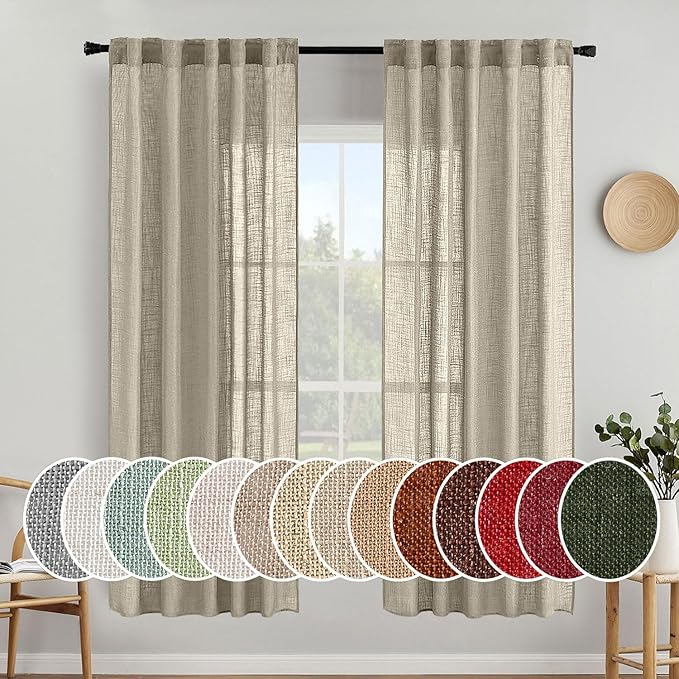 MIULEE Oatmeal Linen Curtains 72 Inch Length 2 Panels by MIULEE
