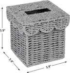 CubesLand Square Wicker Tissue Box Cover W/Scalloped Lid for Home Decor