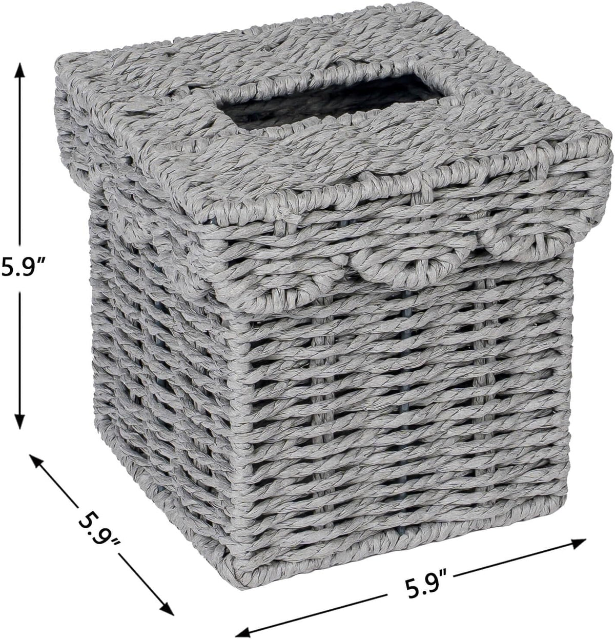 CubesLand Square Wicker Tissue Box Cover W/Scalloped Lid for Home Decor