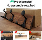 WEBI Coat Rack Wall Mount,17" Solid Wood Coat Hooks Wall Mounted Coat Hanger,16" Hole to Hole,Heavy Duty Hook Rack,3 Triple Hooks for Hanging Coats,Jacket,Hat,Backpack,Farmhouse,Brown