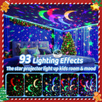 COOLNIGHT Boy Room Decor, 93 Lighting+3 Films Toddler Room Decor, Remote+Dimmable+360° Slient Nightlight for Baby Nursery, Starry Night Light Up Toys, Moon Projector (White)