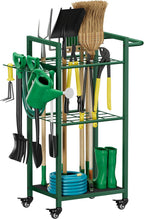 Garden Tool Organizer with Wheels, Yard Tower Rack, Black