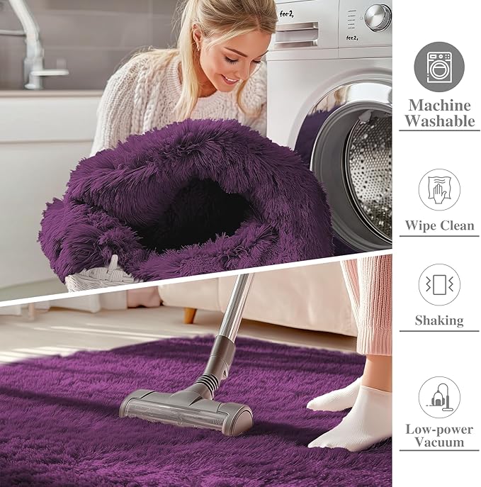 OLANLY Area Rugs for Living Room Bedroom, Machine Washable 4x5.9 ft Soft Fluffy - Image 2