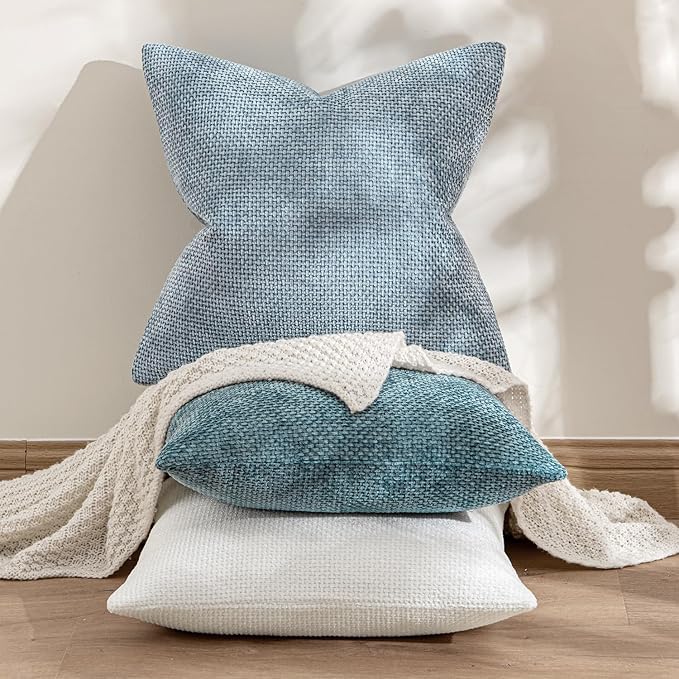 MIULEE Pack of 2 Couch Throw Pillow Covers 18x18 Inch Coastal Light Blue Modern - Image 4