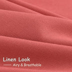 Nanspring Watermelon Red Linen Curtains 102 Inches Long 2 Panels, Back Tab Rod - Image 5