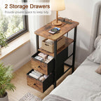 LOAKEKEL Narrow End Table with Charging Station, Side Tables Living Room