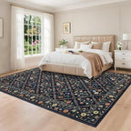 GarveeHome Grey Floral Rug 4x6 Rug Machine Washable Area Rug - Image 2