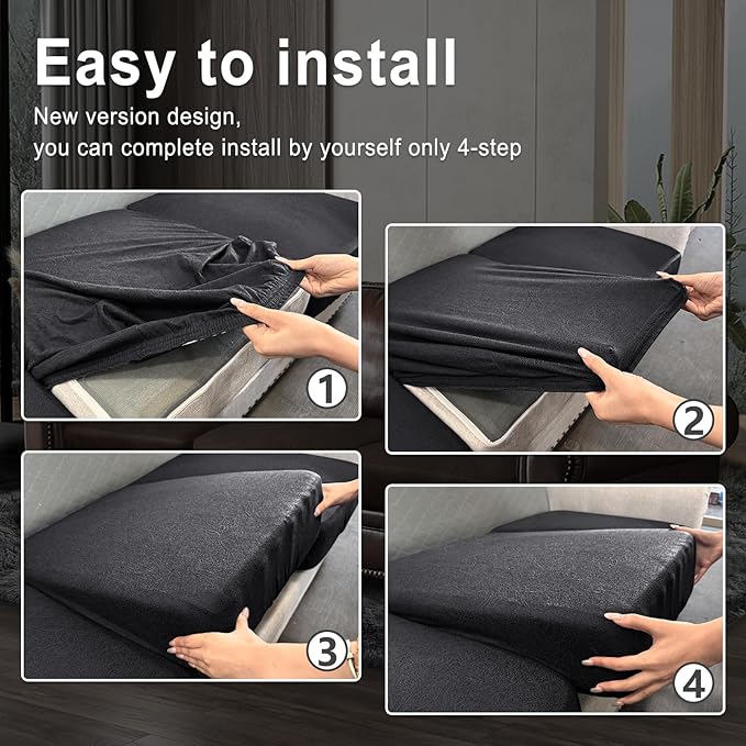 Leather Look Couch Cushion Covers Sofa Seat Slipcovers Sets Couches Furniture - Image 6