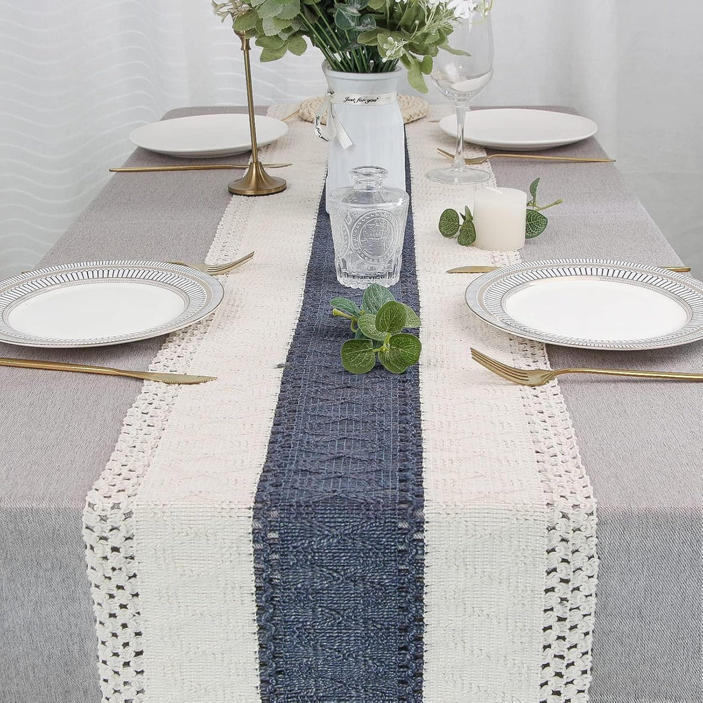 FEXIA Boho Table Runner for Home Decor 12x90 Blue Fall Rustic Decorations