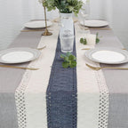 FEXIA Boho Table Runner for Home Decor 12x90 Blue Fall Rustic Decorations
