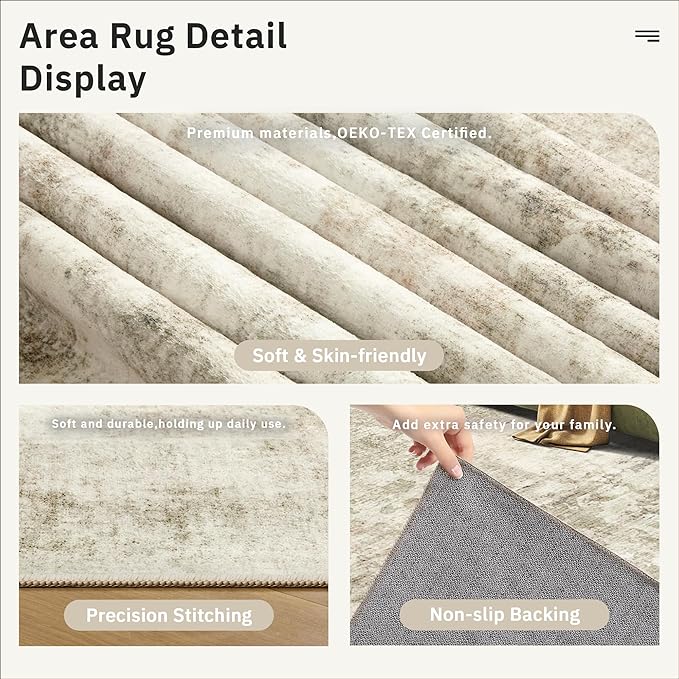 4x6 Area Rugs for Living Room, Vintage Washable Rugs for Dining Room, Home - Image 6