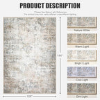 9x12 Area Rug Living Room Rug: Washable Modern Abstract Soft Thin Rug Indoor - Image 2