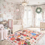 Pink Area Rug 4x6 Rug Washable Boho Rugs Non Slip Low Pile Floral Small Carpet - Image 5