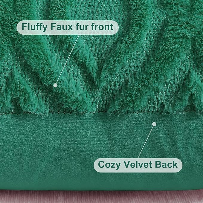 decorUhome Throw Pillow Covers 20x20 Inch Set of 2, Soft Plush Faux Wool Green - Image 6