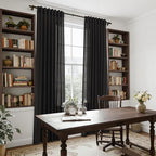 Vintage Black Linen Curtains 63 Inch Length - Image 7
