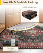 Area Rugs 5'x7' Washable Non-Slip, Floral Vintage Distress Print Pattern - Image 9