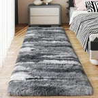 Soft Runner Rugs for Bedroom Hallways, 2x5 Abstract Grey Fluffy Shag Throw Area by Ailyei