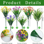 Ouddy Decor 24 Bundles Artificial Flowers for Outdoors Decor, Mixed Color