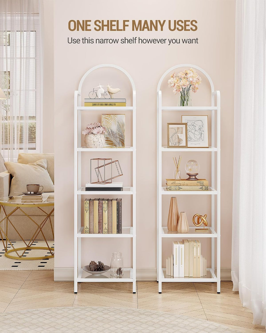 Hzuaneri Bookcase Bookshelf, Tempered Glass Bookshelves