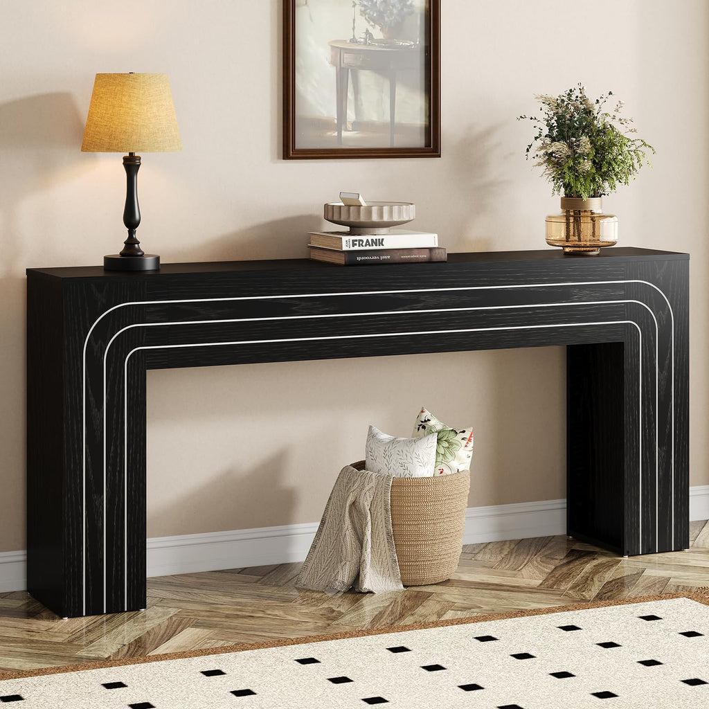 knoworld 70.9-Inch Long Console Table, Farmhouse Entryway Table with Line