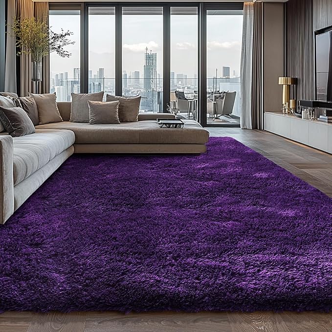 Shag Area Rugs for Bedroom Living Room, 5X8 Ultra Soft Purple Fluffy Area Rugs - Image 4