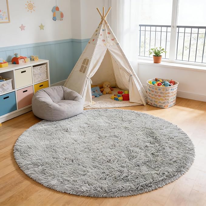 yulidayang Soft Round Area Rug for Kids Bedroom, Fluffy Fuzzy Shaggy Rug - Image 5