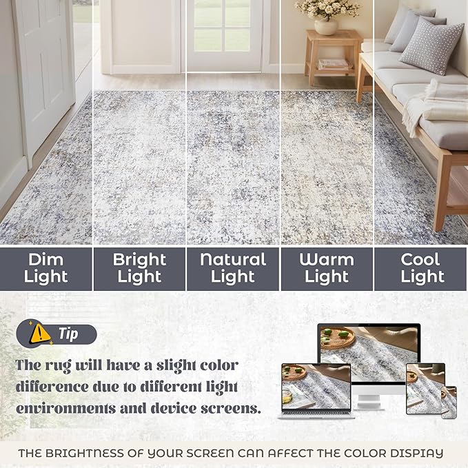 XLUEZ 2x8 Runner Rug for Hallway, Washable Modern Abstract Runner Rugs Neutral - Image 8