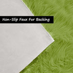 Goolela Lime Green Circle Rug 6ft Fluffy Fuzzy Round Faux Fur Sheepskin Carpet - Image 4