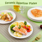 6 Pcs Ceramic Dinner Plates, White Dessert Plates, 8 Inch, Round