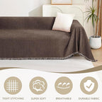 MYSKY HOME Boho Couch Cover Chocolate Sofa Covers - Image 2