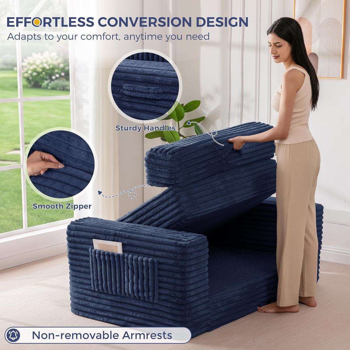 MAXYOYO Convertible Sofa Bed, Pull-Out Loveseat Couch Bed for Small Space