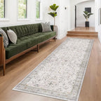 Light Gray Washable 2x8 Hallway Runners, Kitchen Runner Rug, Non-Slip & Stain - Image 3
