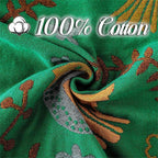MSGKV Boho Throw Blanket 100% Cotton Green Blanket 90''x 98'' Spring Reversible - Image 3