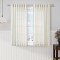 Cream Linen Sheer Curtains 54 Inch Length 2 Panel Set Back Tab Pocket Semi by Nanspring