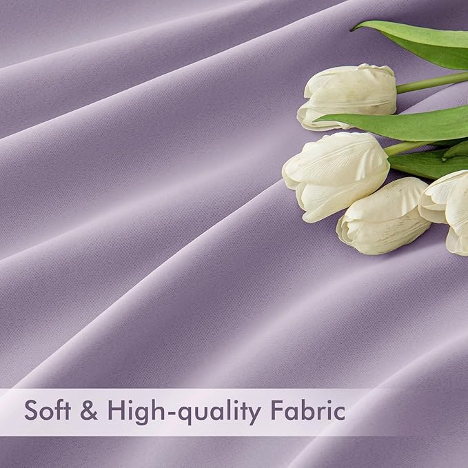 MIULEE Lilac Back Tab Blackout Curtain 96 Inch Long 2 Panels Set - Image 6