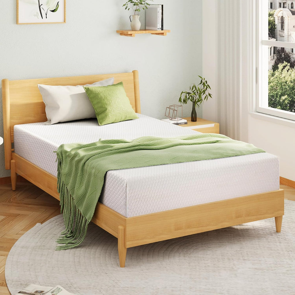 EGOHOME Full Size Memory Foam Mattress 6 Inch, Green Tea, Medium Firm