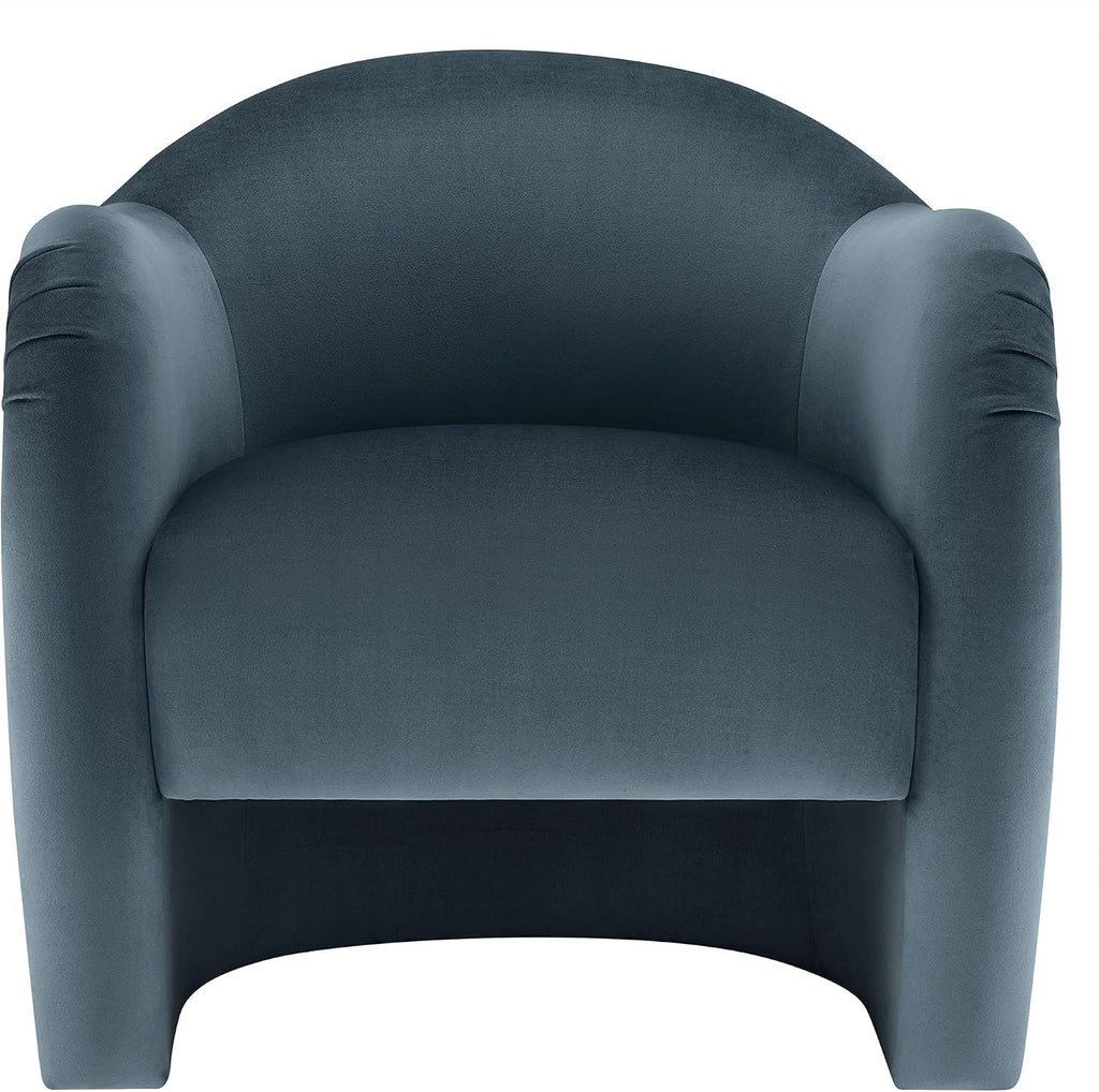 Modway Compose Barrel Chair with Performance Velvet Fabric in Cadet Blue – Upholstered Accent Armchair with Curved Backrest – Cozy Lounge Chair for Reading – Round Comfy Single Sofa Club Chair