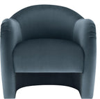 Modway Compose Barrel Chair with Performance Velvet Fabric in Cadet Blue – Upholstered Accent Armchair with Curved Backrest – Cozy Lounge Chair for Reading – Round Comfy Single Sofa Club Chair