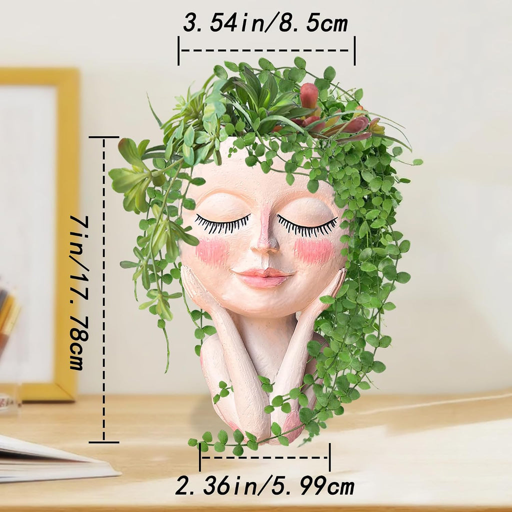 Head Planter Pot, Face Flower Pots with Drainage Resin Cactus Planter